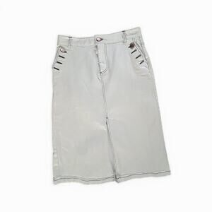 See By Chloé white denim pencil midi skirt EU 42 US 10 contrast stitch